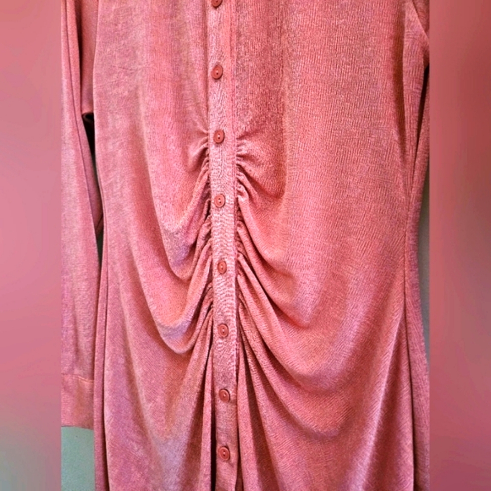 NWOT Mable Emersyn Dress Mauve Pink Slinky Mini Button Down Bodycon Size Large - Picture 5 of 10